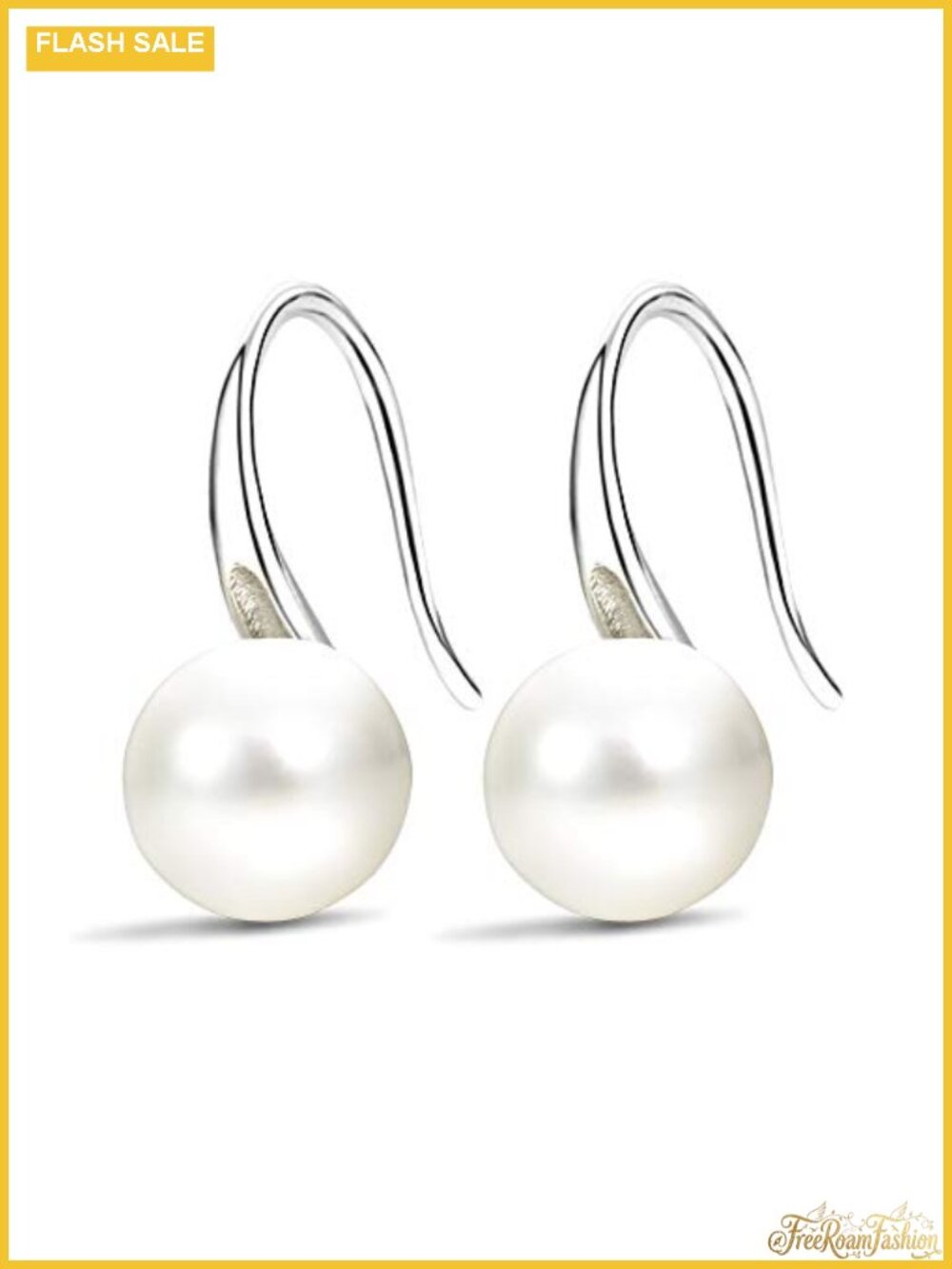 Silver Plated Artificial Pearl Dangle Earrings for Women Fishhook Drop